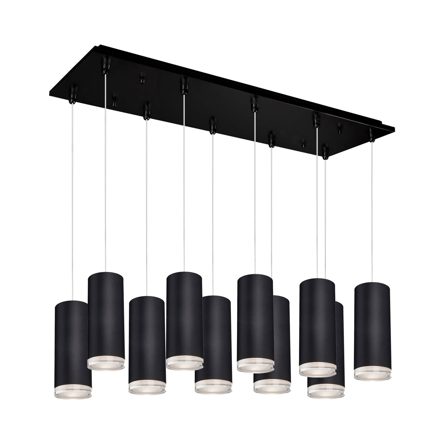 Cameo Rectangle Multi Light LED Pendant Light in Black (10-Light).