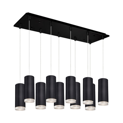 Cameo Rectangle Multi Light LED Pendant Light in Black (10-Light).