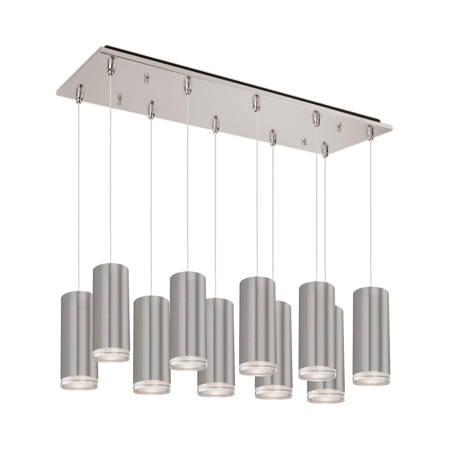 Cameo Rectangle Multi Light LED Pendant Light in Brushed Nickel (10-Light).