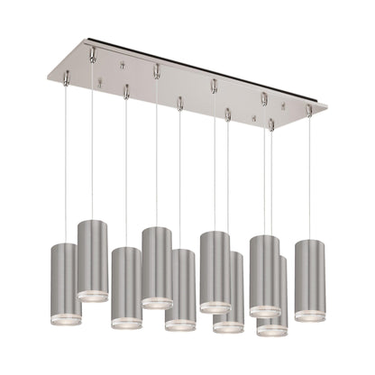 Cameo Rectangle Multi Light LED Pendant Light in Brushed Nickel (10-Light).