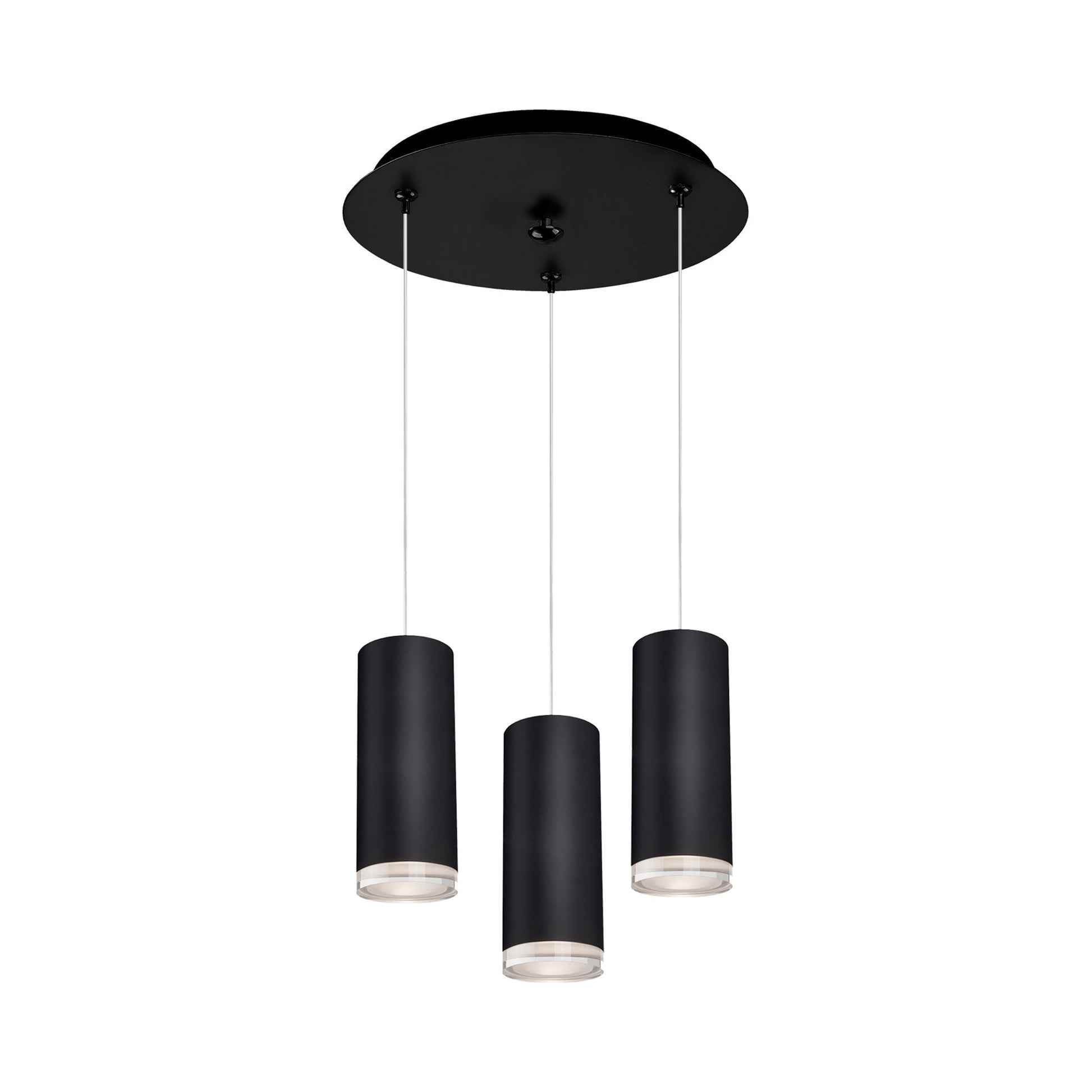 Cameo Round Multi Light LED Pendant Light in Black (3-Light).