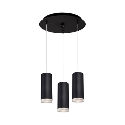 Cameo Round Multi Light LED Pendant Light in Black (3-Light).