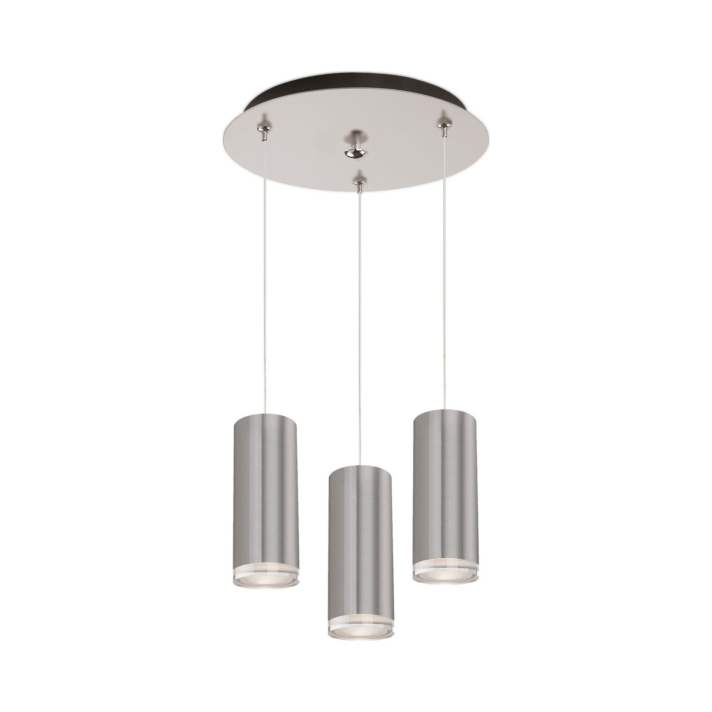 Cameo Round Multi Light LED Pendant Light in Brushed Nickel (3-Light).