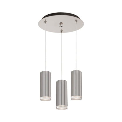 Cameo Round Multi Light LED Pendant Light in Brushed Nickel (3-Light).