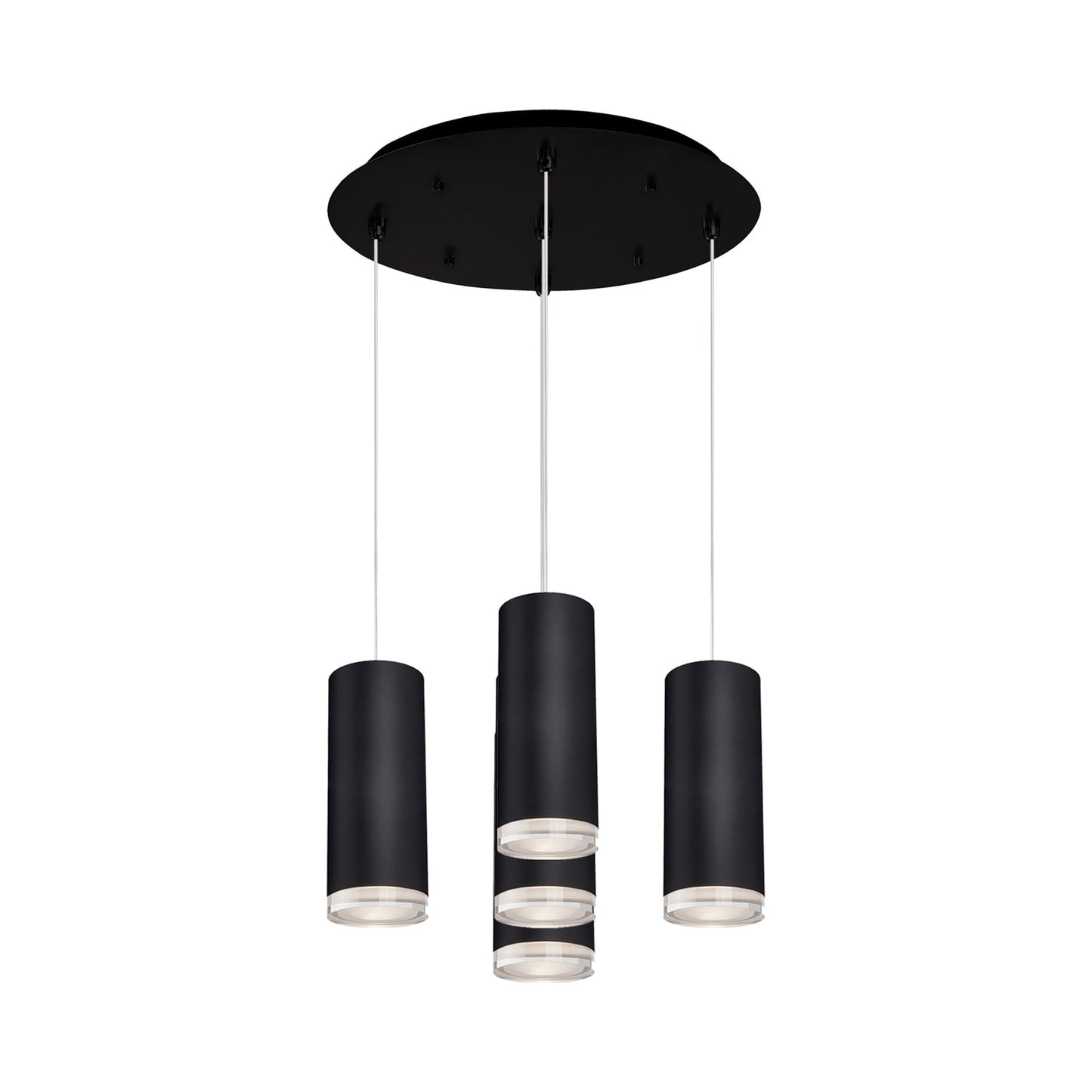 Cameo Round Multi Light LED Pendant Light in Black (5-Light).