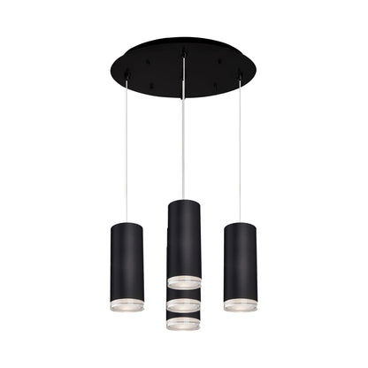 Cameo Round Multi Light LED Pendant Light in Black (5-Light).