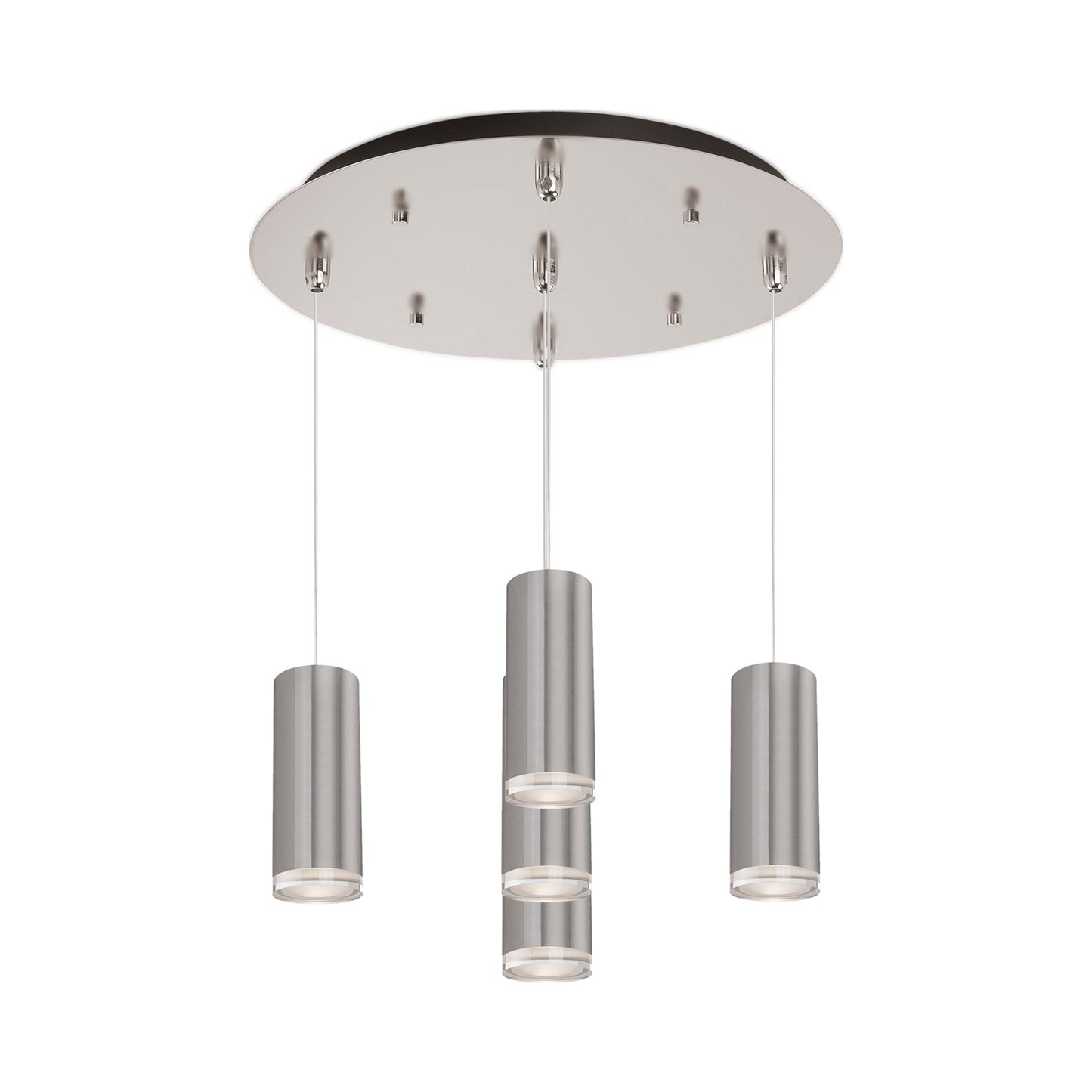 Cameo Round Multi Light LED Pendant Light in Brushed Nickel (5-Light).