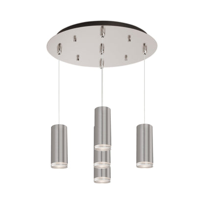 Cameo Round Multi Light LED Pendant Light in Brushed Nickel (5-Light).