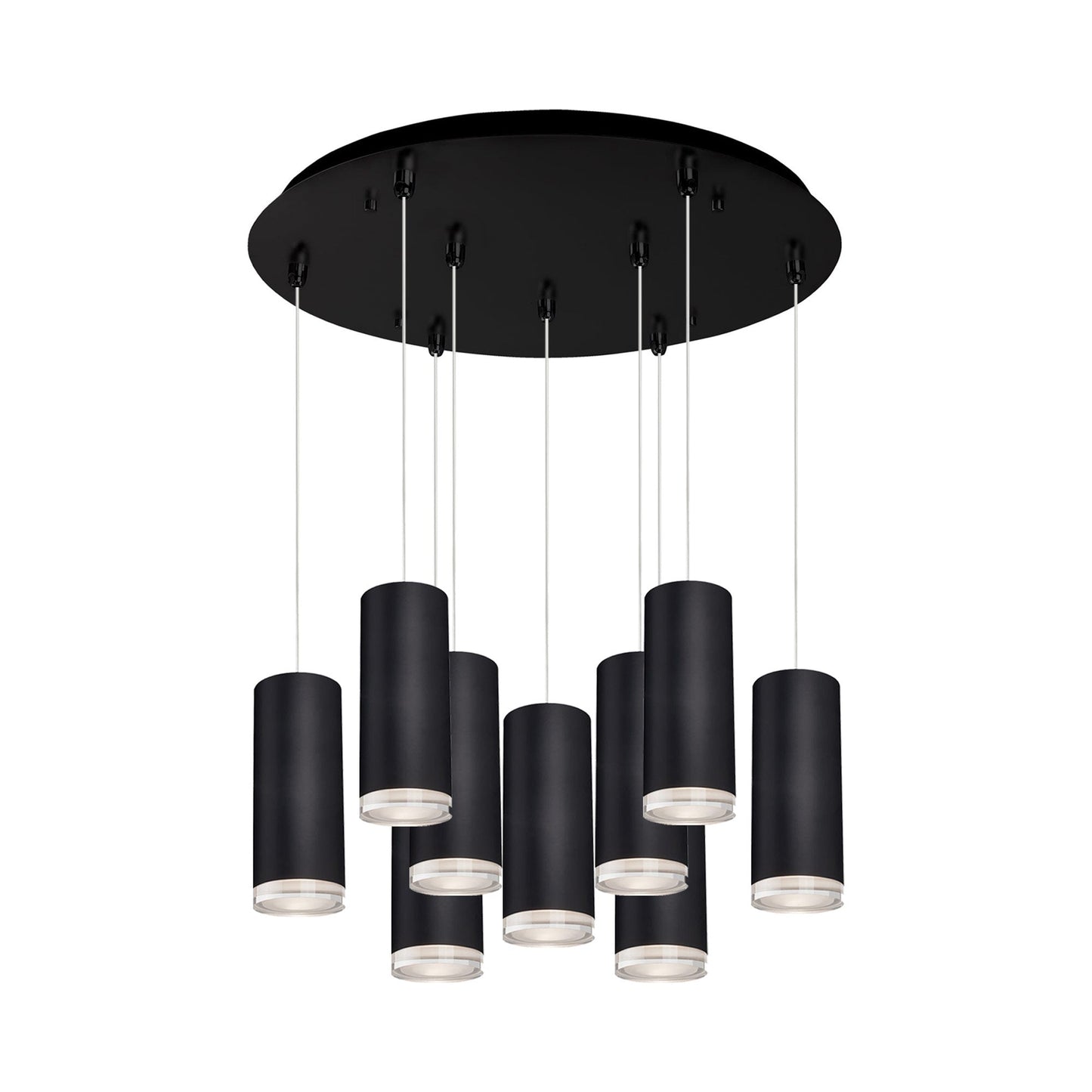 Cameo Round Multi Light LED Pendant Light in Black (9-Light).