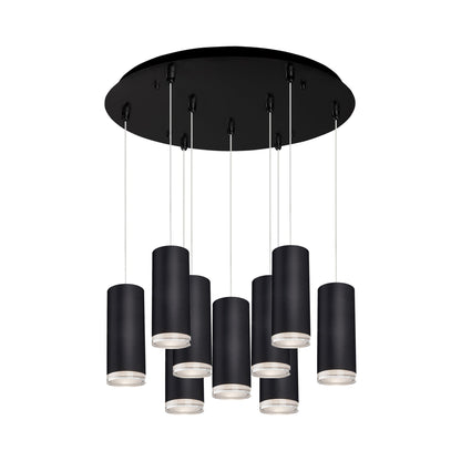 Cameo Round Multi Light LED Pendant Light in Black (9-Light).