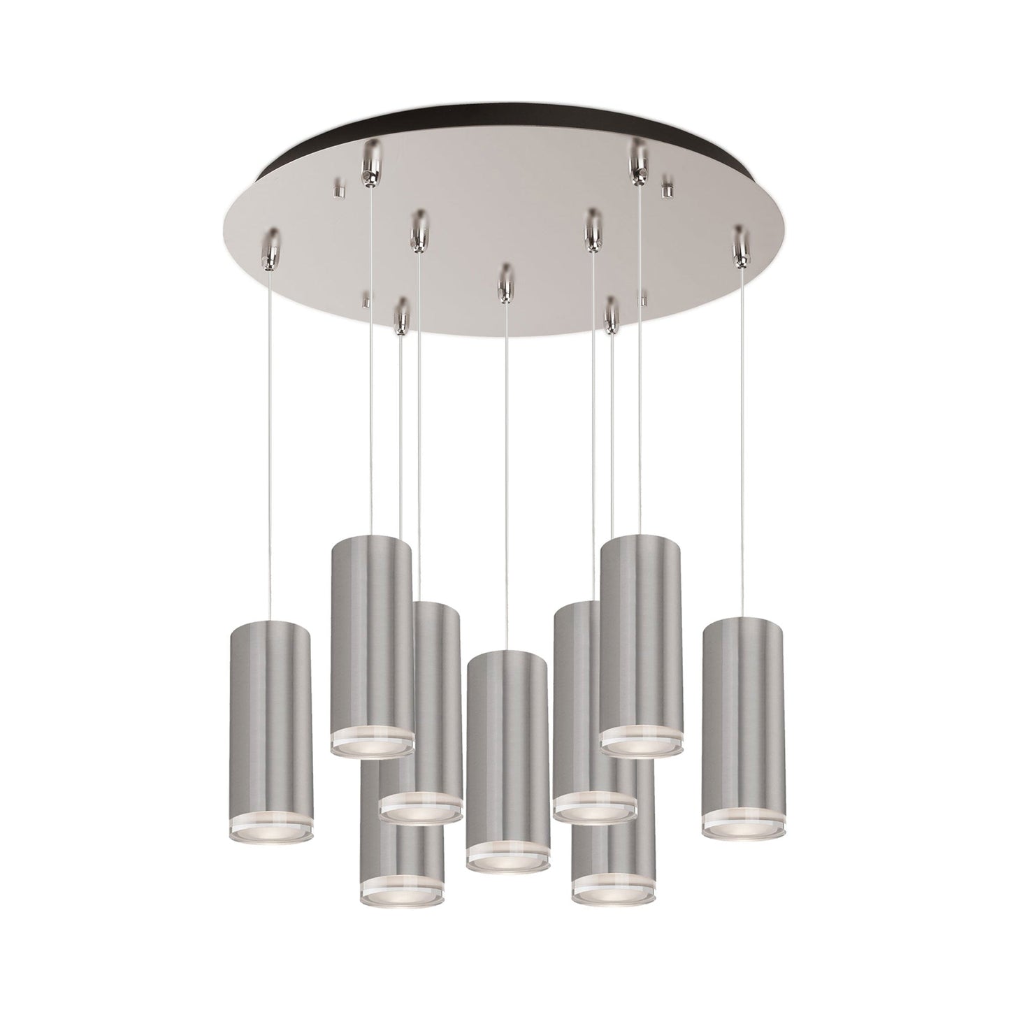 Cameo Round Multi Light LED Pendant Light in Brushed Nickel (9-Light).