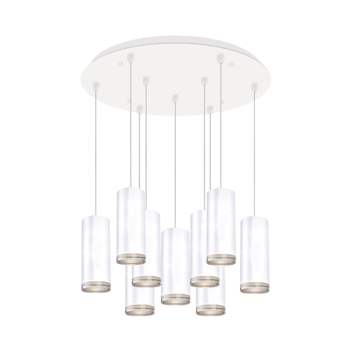 Cameo Round Multi Light LED Pendant Light in White (9-Light).