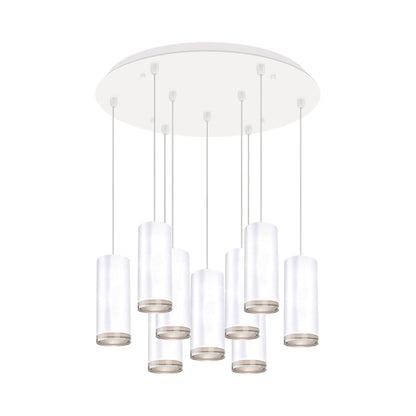 Cameo Round Multi Light LED Pendant Light in White (9-Light).