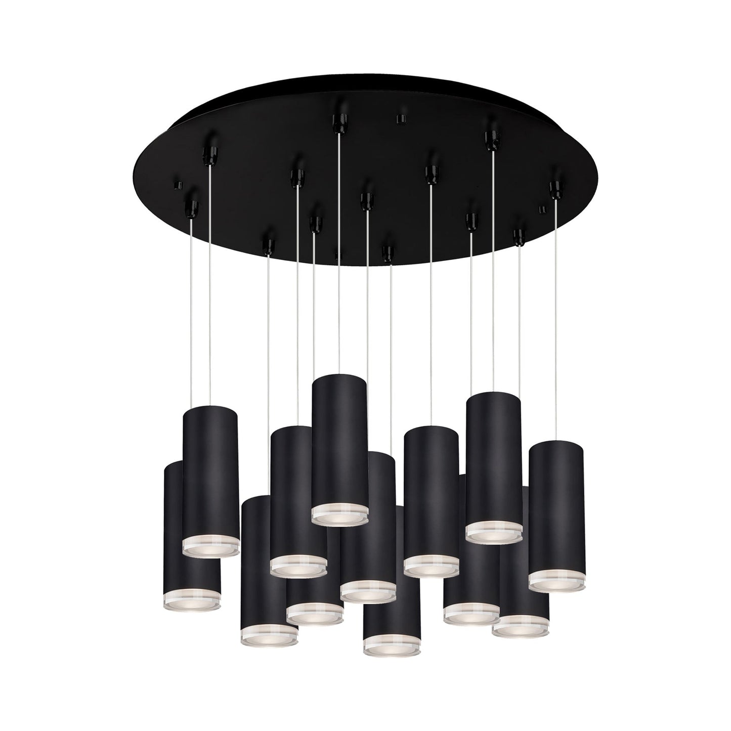 Cameo Round Multi Light LED Pendant Light in Black (13-Light).