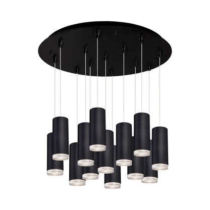 Cameo Round Multi Light LED Pendant Light in Black (13-Light).