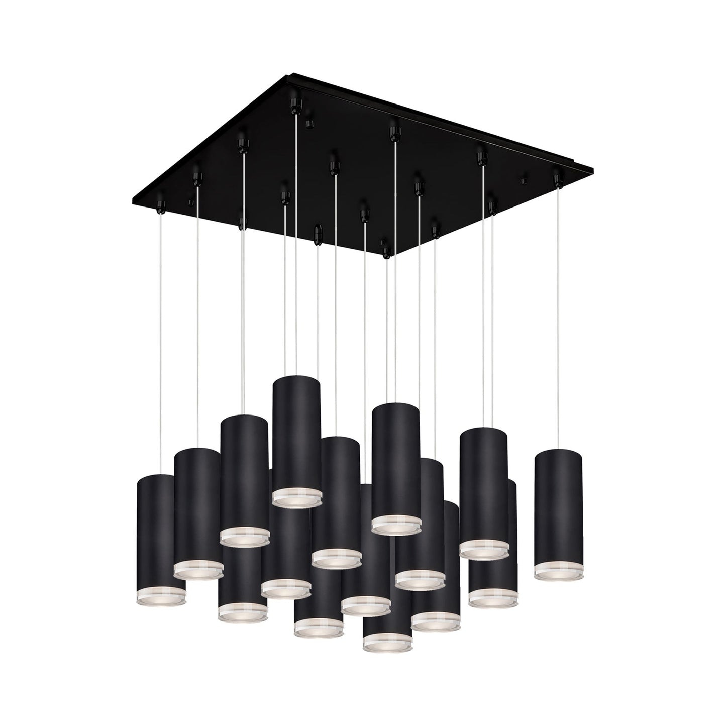 Cameo Square Multi Light LED Pendant Light in Black.