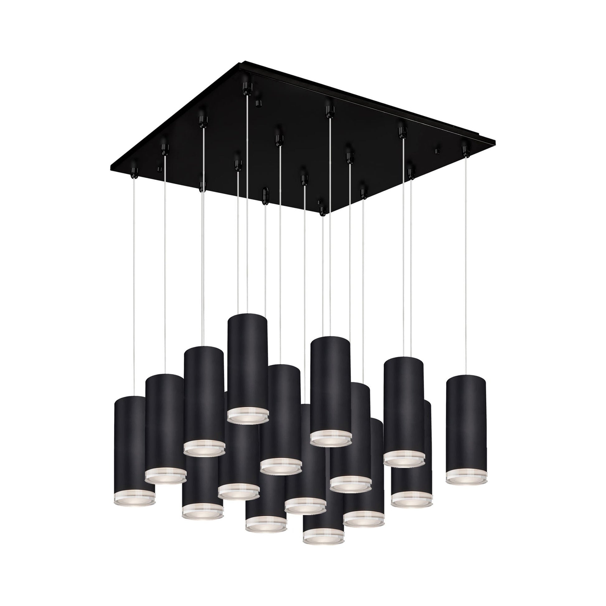 Cameo Square Multi Light LED Pendant Light in Black.