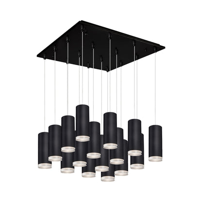 Cameo Square Multi Light LED Pendant Light in Black.