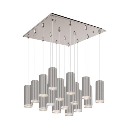 Cameo Square Multi Light LED Pendant Light in Brushed Nickel.