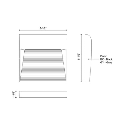 Casa Outdoor LED Wall Light - line drawing.