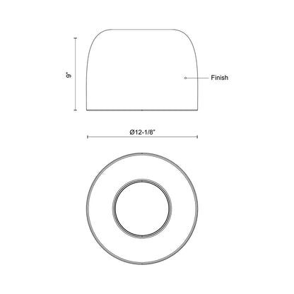 Cayne LED Flush Mount Ceiling Light - line drawing.