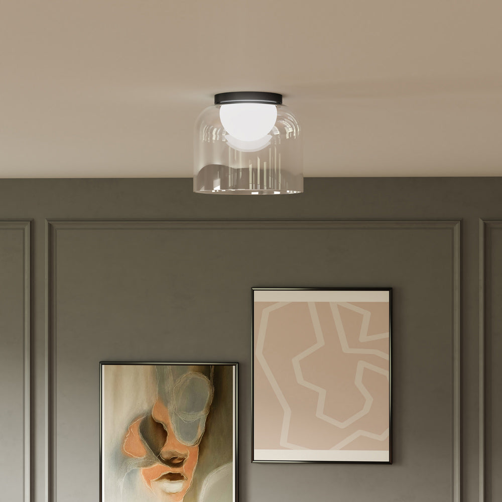 Cedar LED Flush Mount Ceiling Light in living room.