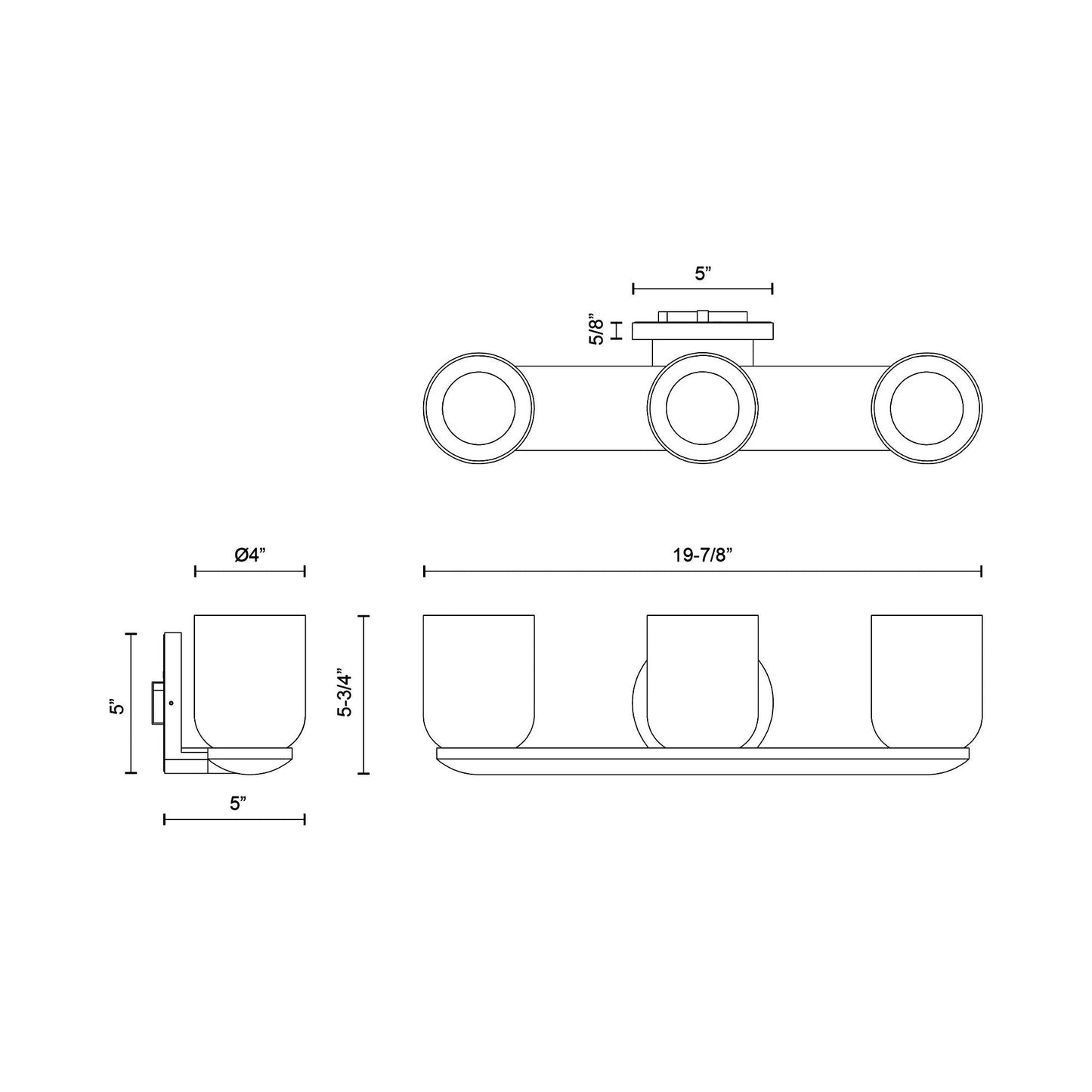 Cedar LED Vanity Wall Light - line drawing.