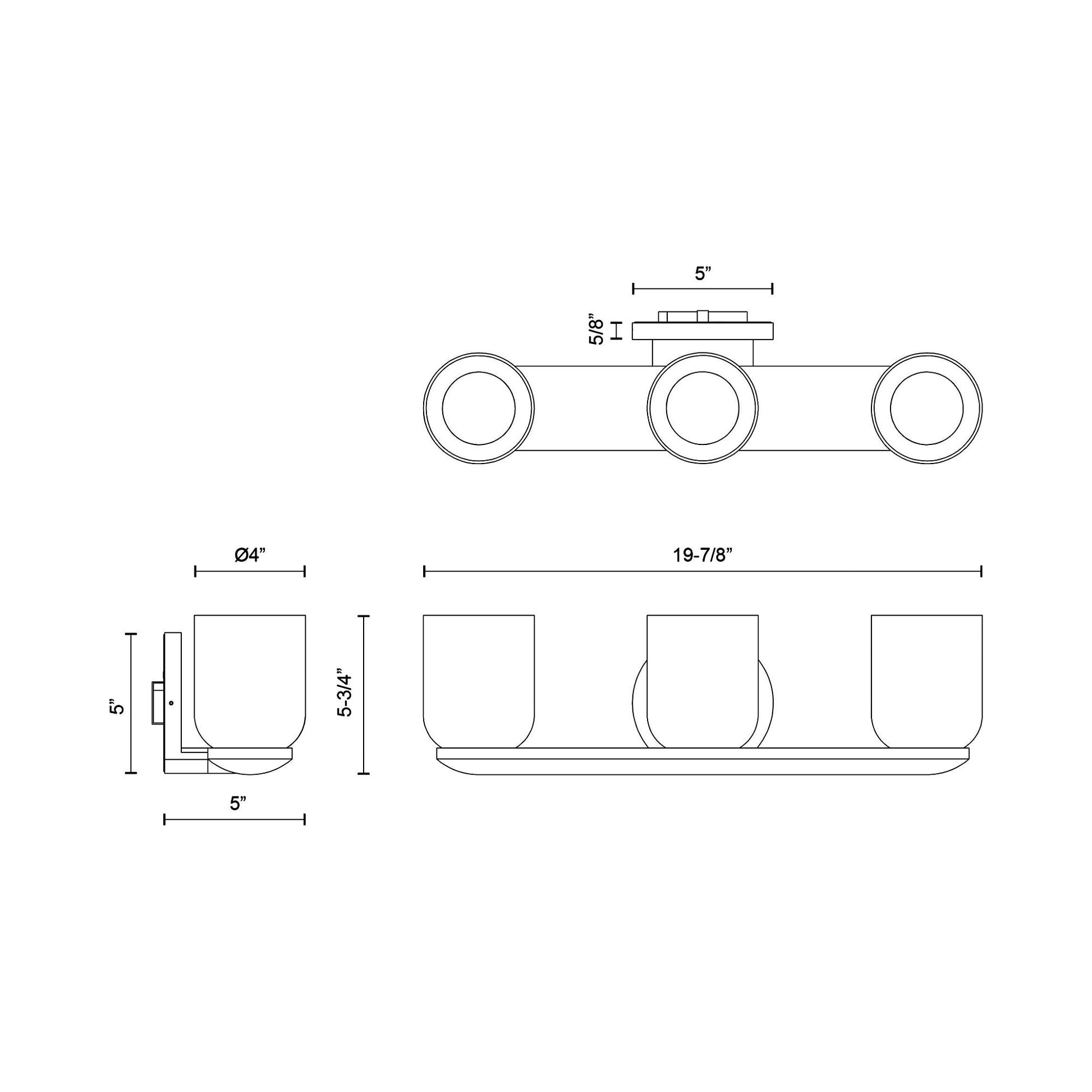 Cedar LED Vanity Wall Light - line drawing.