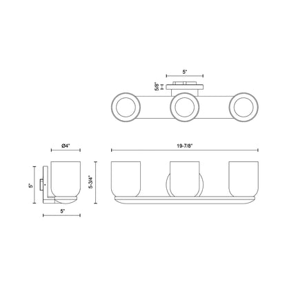Cedar LED Vanity Wall Light - line drawing.