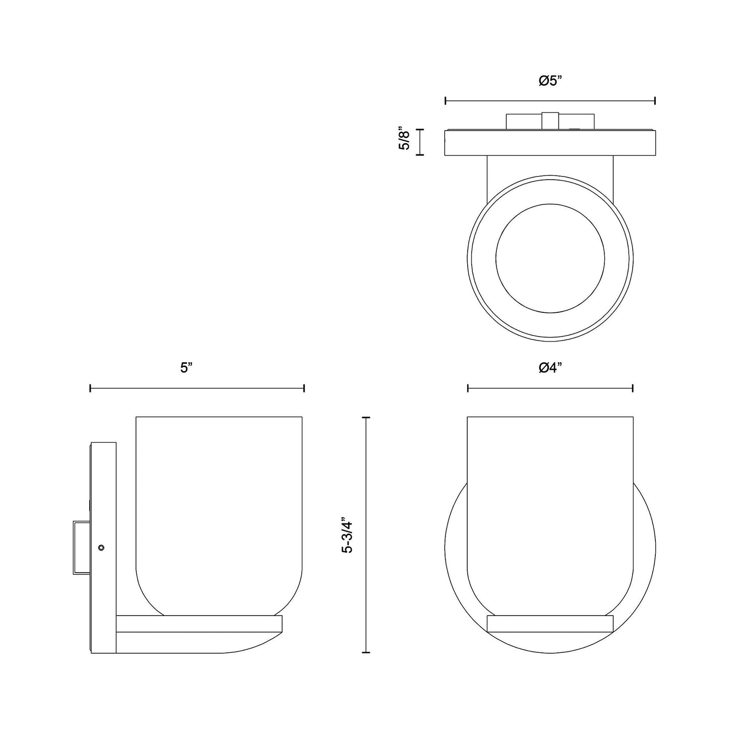 Cedar LED Wall Light - line drawing.
