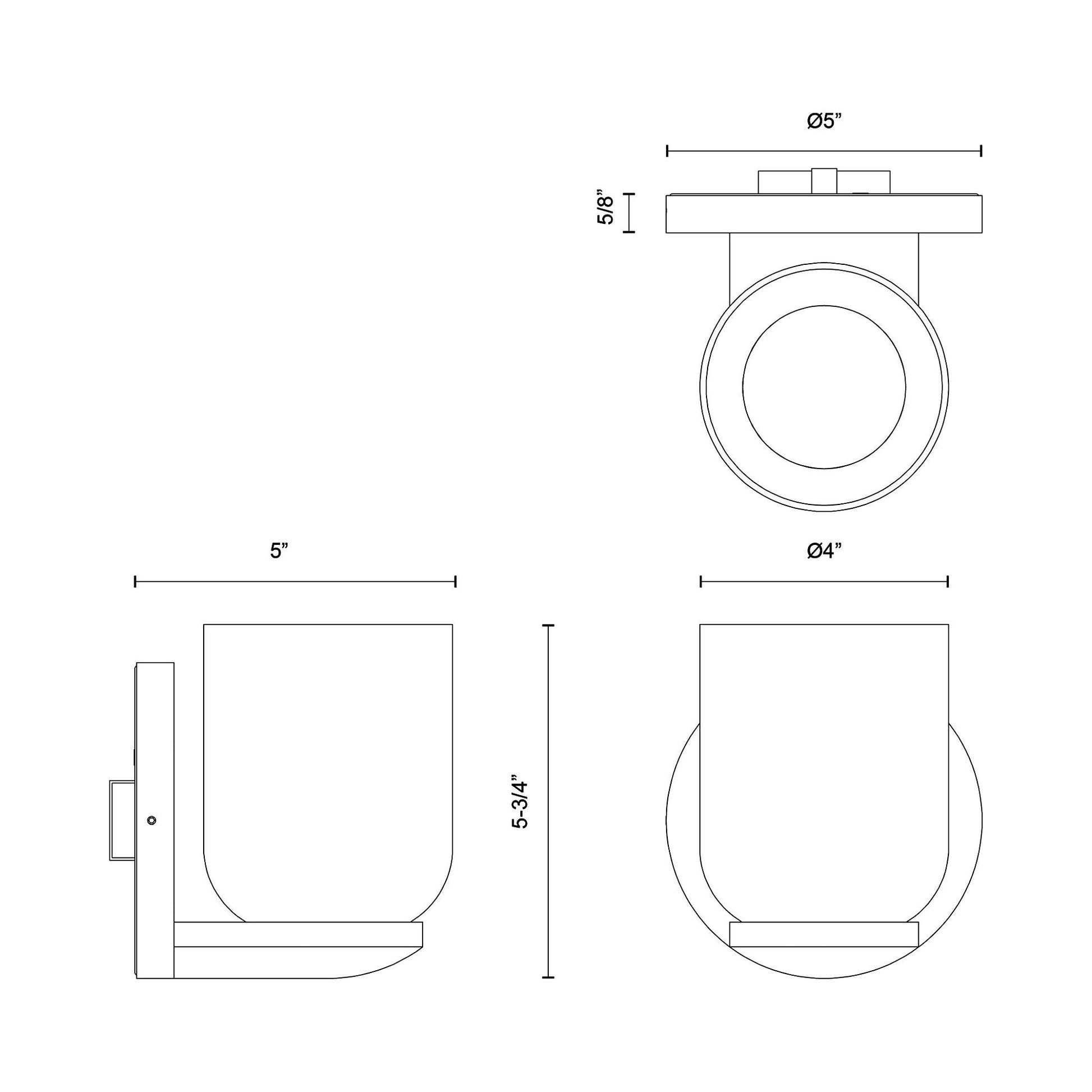 Cedar LED Wall Light - line drawing.