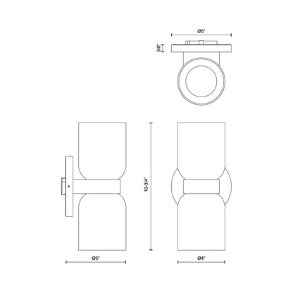 Cedar LED Wall Light - line drawing.