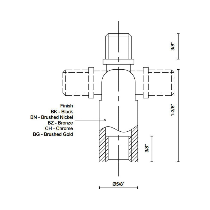 Ceiling Light Adapter - line drawing.