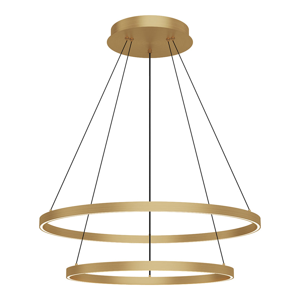 Cerchio LED Chandelier in Brushed Gold (2-Tier/Large).