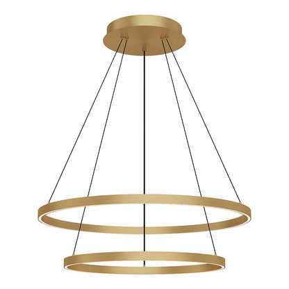 Cerchio LED Chandelier in Brushed Gold (2-Tier/Large).