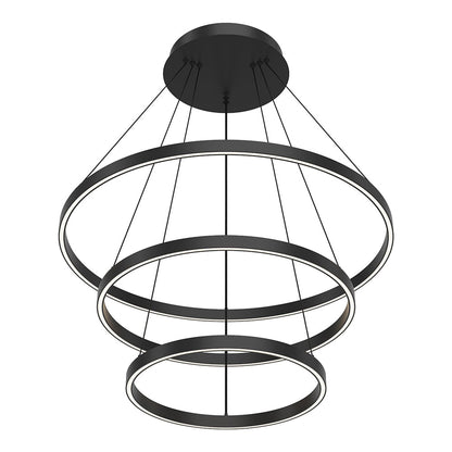Cerchio LED Chandelier in Black (3-Tier/Large).
