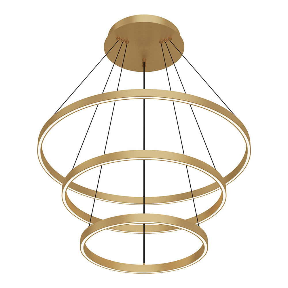 Cerchio LED Chandelier in Brushed Gold (3-Tier/Large).