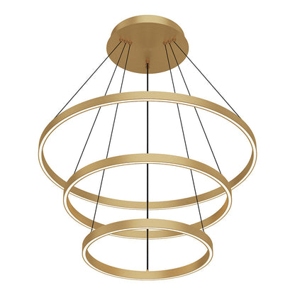 Cerchio LED Chandelier in Brushed Gold (3-Tier/Large).
