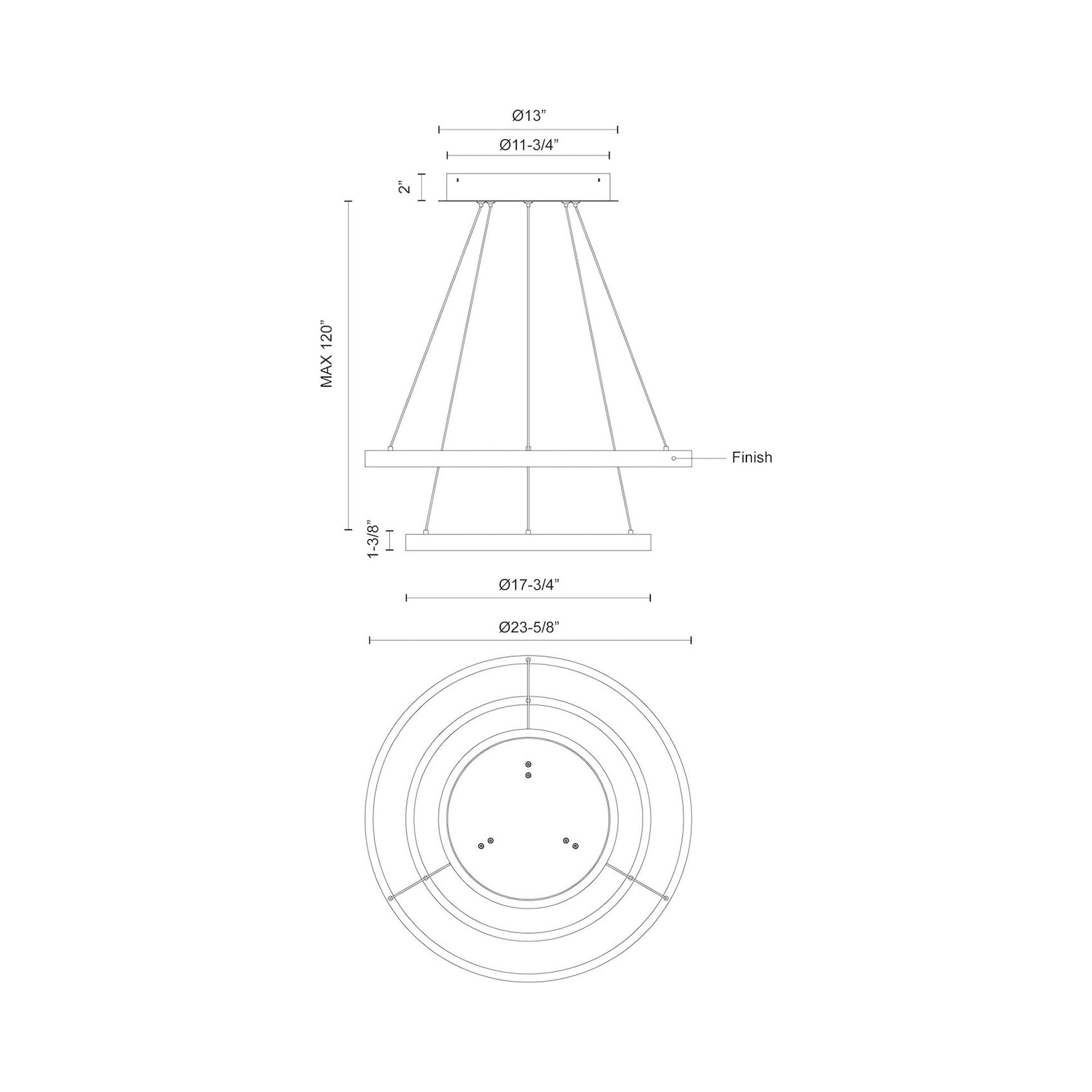 Cerchio LED Chandelier - line drawing.