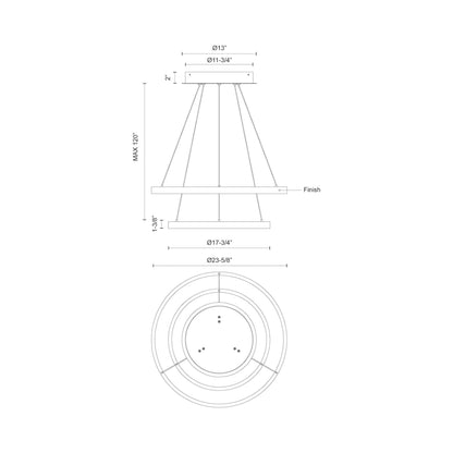 Cerchio LED Chandelier - line drawing.