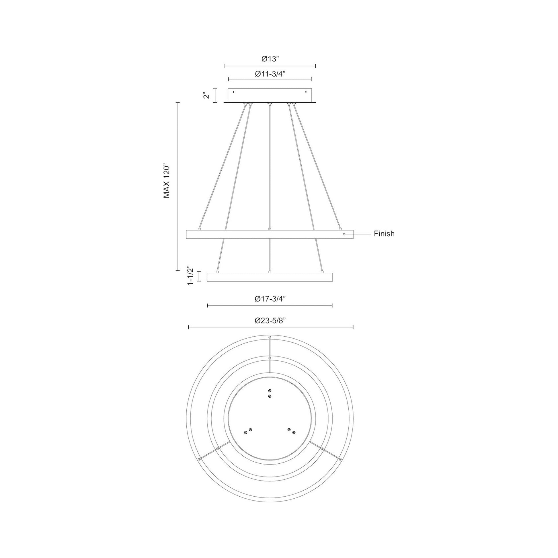 Cerchio LED Chandelier - line drawing.