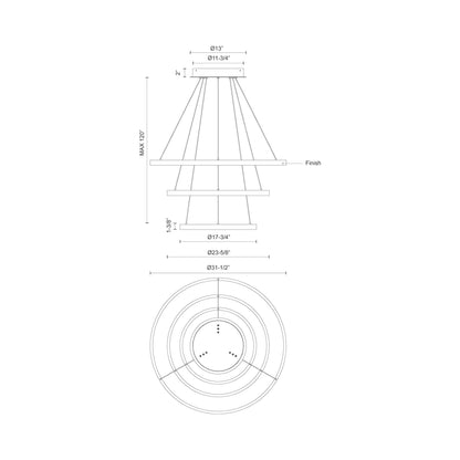 Cerchio LED Chandelier - line drawing.