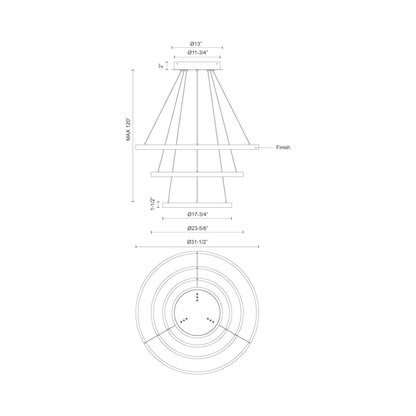 Cerchio LED Chandelier - line drawing.