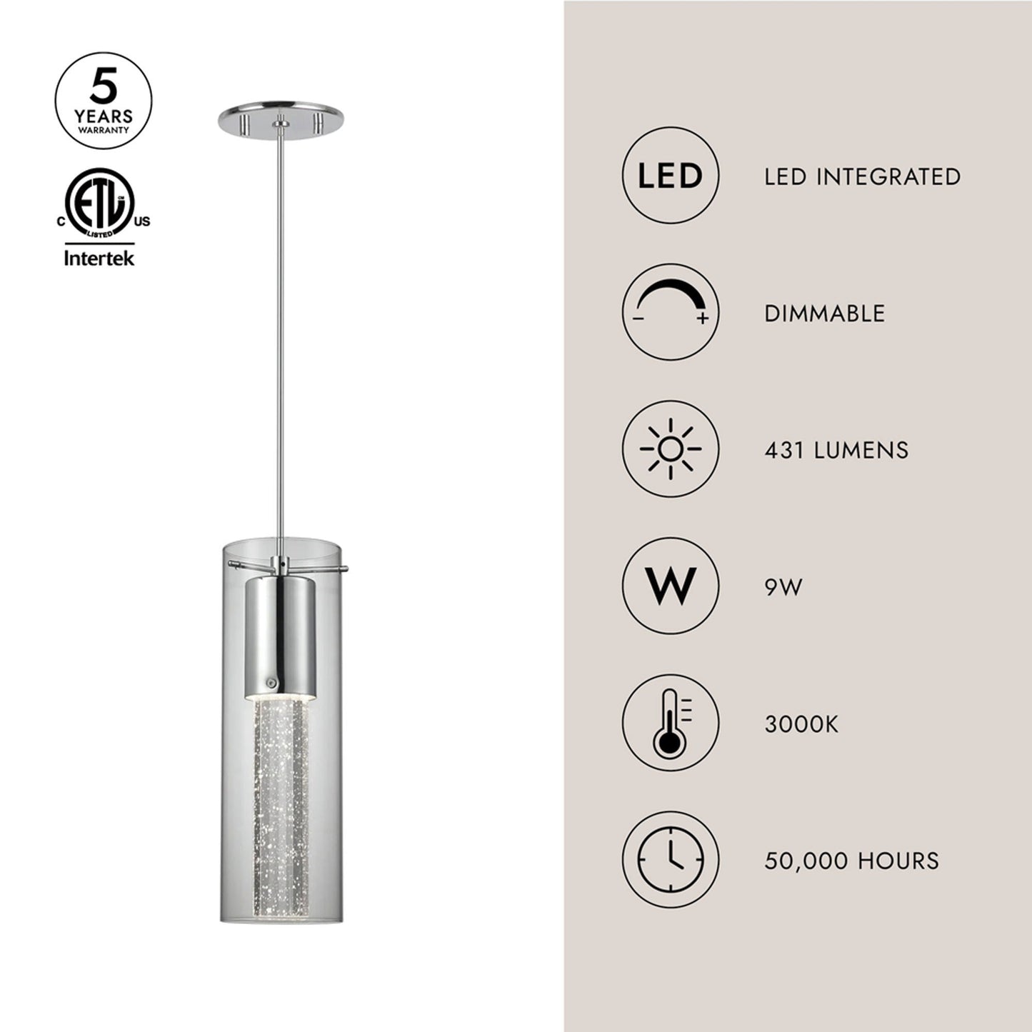 Champagne LED Pendant Light in Detail.