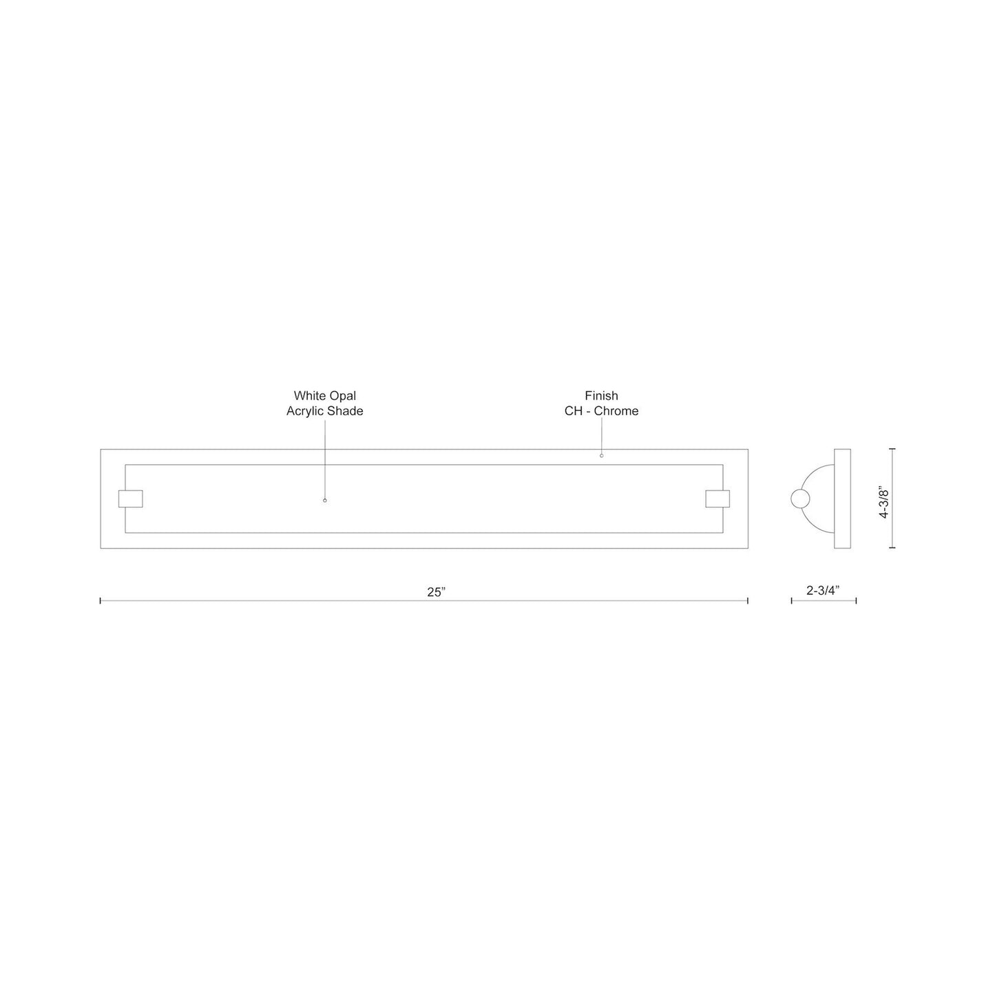 Charlotte LED Vanity Wall Light - line drawing.
