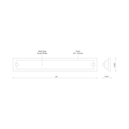 Charlotte LED Vanity Wall Light - line drawing.