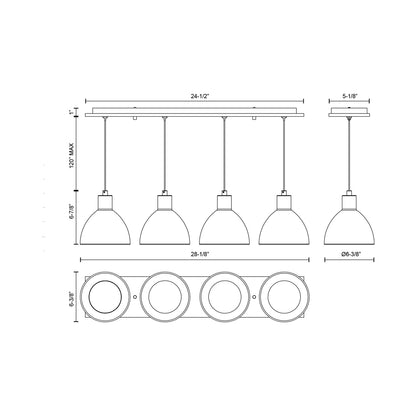 Chroma Multi Light LED Pendant Light - line drawing.