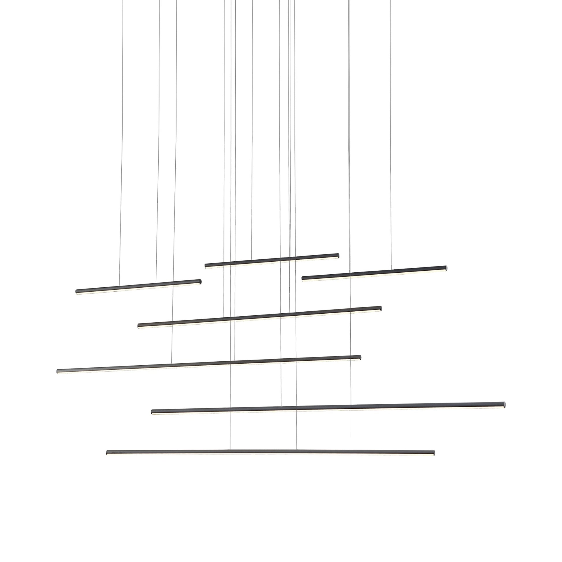 Chute Motion LED Multi Pendant Light in Black (7-Light).