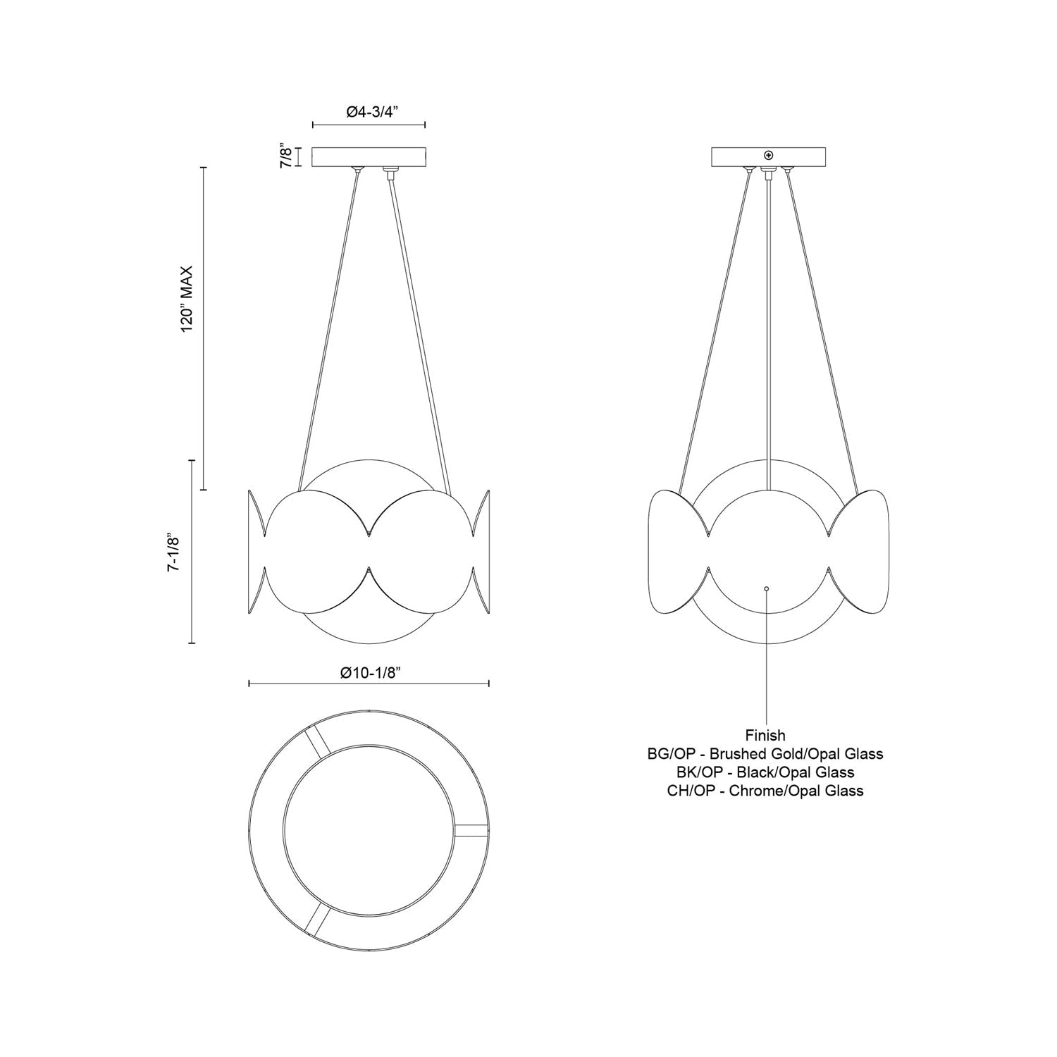 Ciel Chandelier - line drawing.