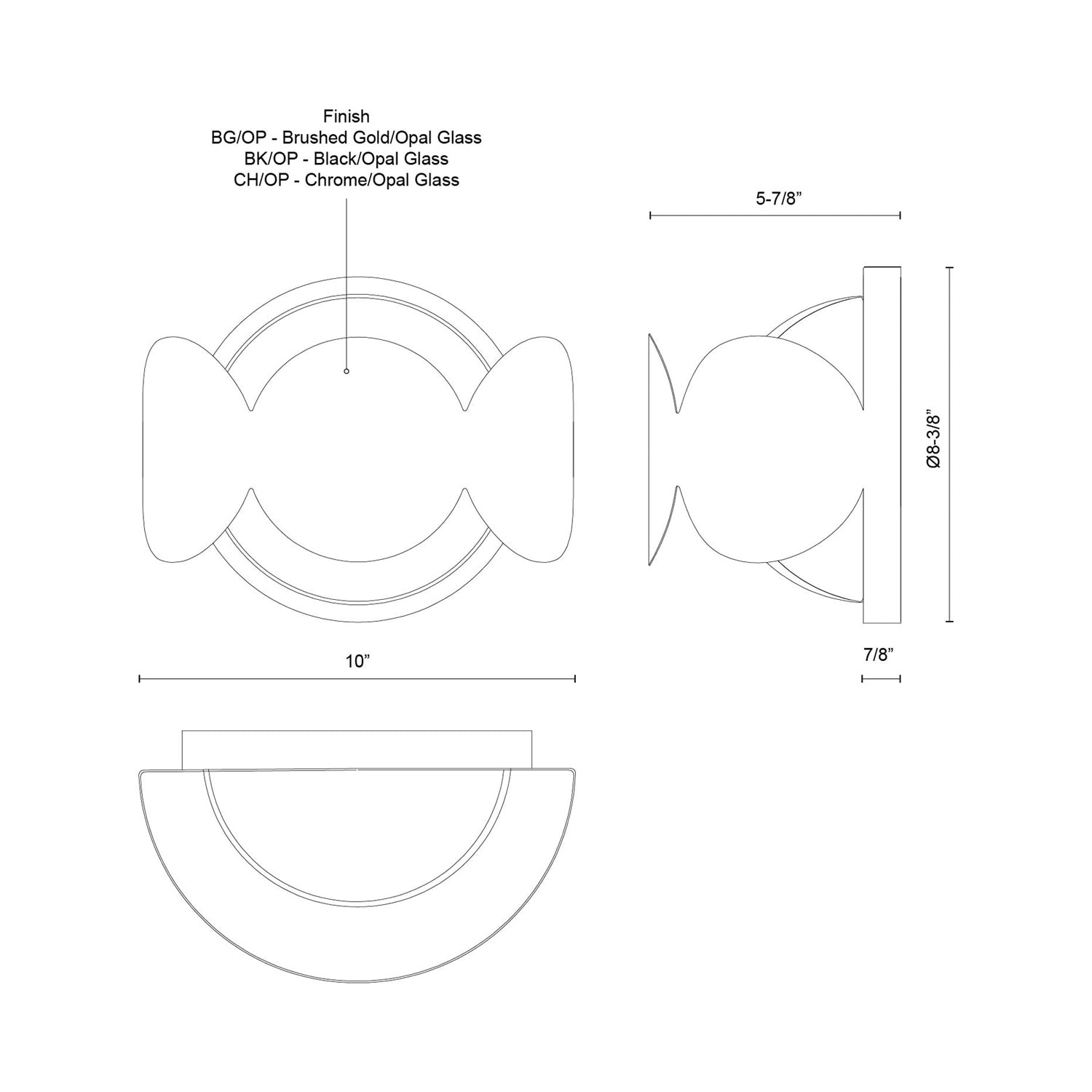 Ciel Wall Light - line drawing.